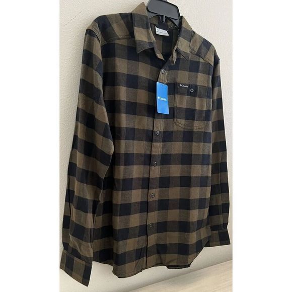Columbia Mens Sz Small Cornell Woods Button Shirt Olive Green Buffalo Check $60 - Picture 4 of 6